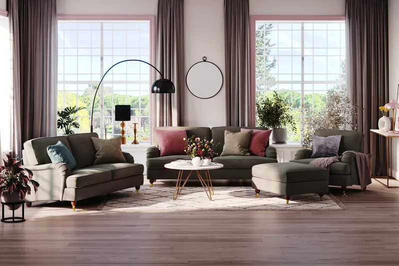 Howard Lyx 4-personers Manchestersofa - Mørkegrå - Møbler - Sofaer - Howard sofa