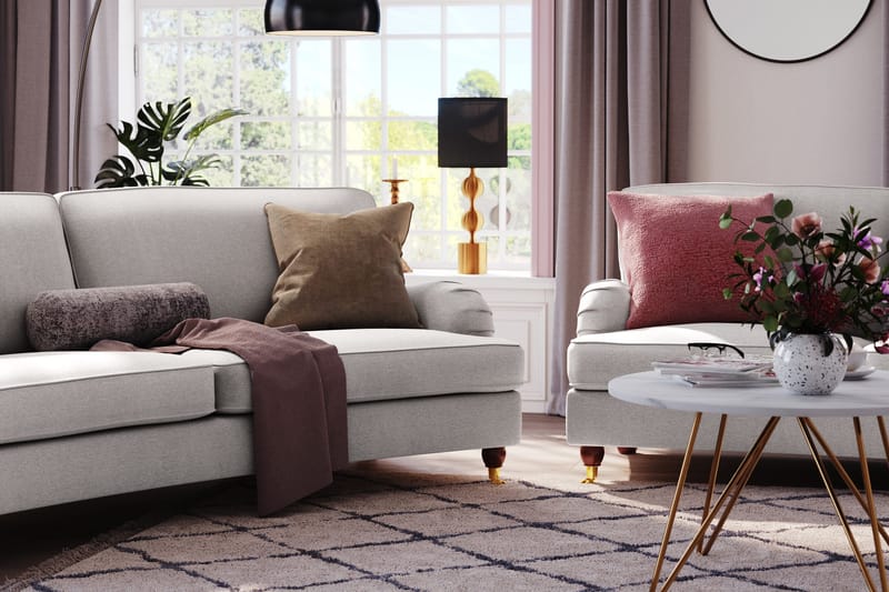 Howard Lyx 4-personers Svunget Stofsofa - Lysegrå - Møbler - Sofaer - Howard sofa