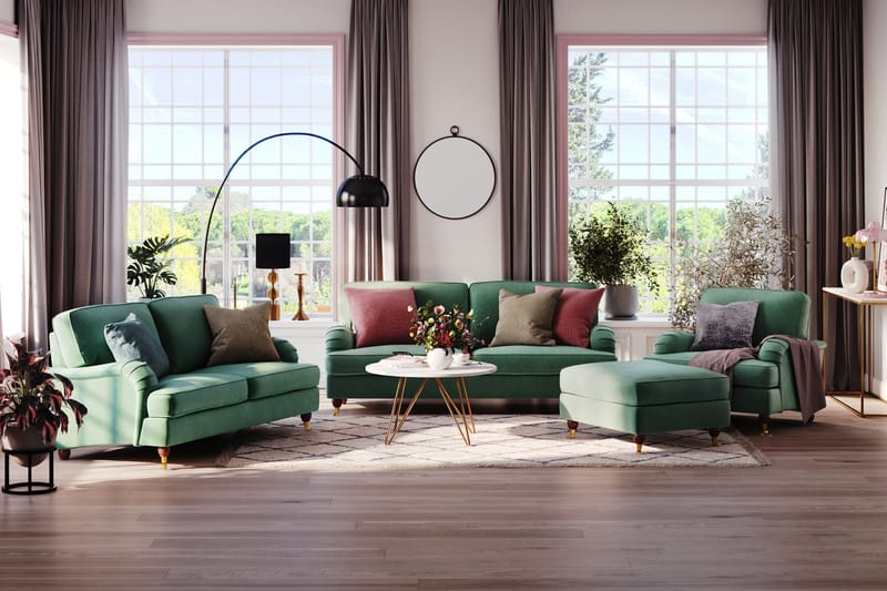 Howard Lyx 4-personers Fløjlssofa - Mørkegrøn - Møbler - Sofaer - Howard sofa