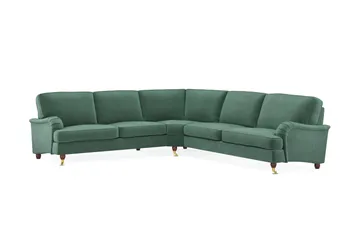 Howard Lyx 6-personers Højrevendt L-formet Hjørnesofa i Fløjl - Mørkegrøn - Møbler - Sofaer - Howard sofa