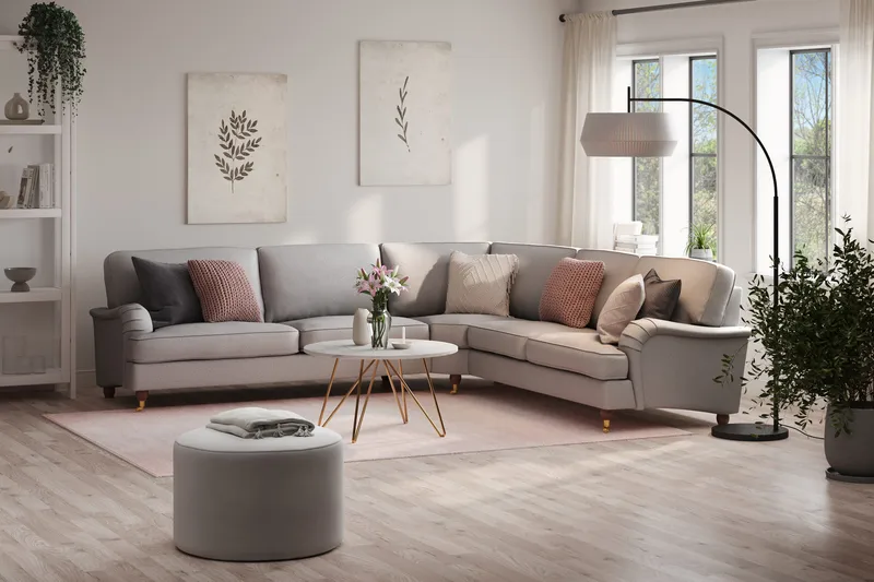 Howard Lyx 6-personers Venstrevendt L-formet Hjørnesofa i Stof - Lysegrå - Møbler - Sofaer - Howard sofa