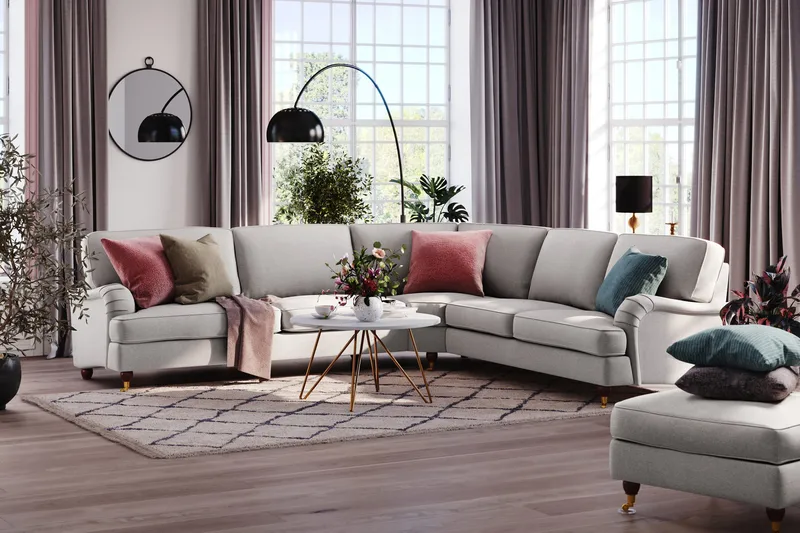 Howard Lyx 6-personers Højrevendt L-formet Hjørnesofa i Stof - Lysegrå - Møbler - Sofaer - Howard sofa