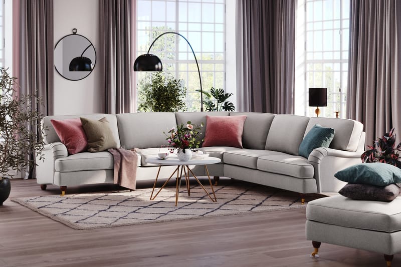 Howard Lyx 6-personers Højrevendt L-formet Hjørnesofa i Stof - Lysegrå - Møbler - Sofaer - Howard sofa