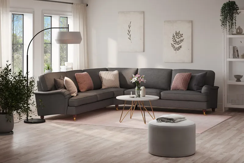 Howard Lyx 6-personers Højrevendt L-formet Hjørnesofa i Stof - Mørkegrå - Møbler - Sofaer - Howard sofa