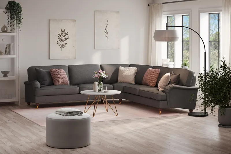 Howard Lyx 6-personers Venstrevendt L-formet Hjørnesofa i Stof - Mørkegrå - Møbler - Sofaer - Howard sofa