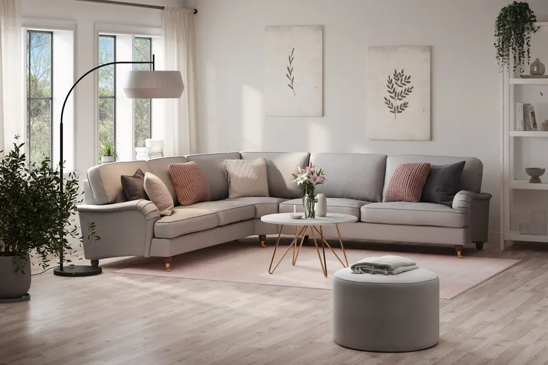 Howard Lyx 6-personers Højrevendt L-formet Hjørnesofa i Stof - Lysegrå - Møbler - Sofaer - Howard sofa