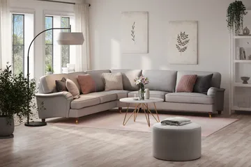 Howard Lyx 6-personers Højrevendt L-formet Hjørnesofa i Stof - Lysegrå - Møbler - Sofaer - Howard sofa