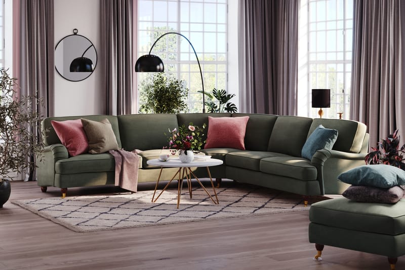 Howard Lyx 6-personers Højrevendt L-formet Hjørnesofa i Manchester - Mørkegrøn - Møbler - Sofaer - Howard sofa