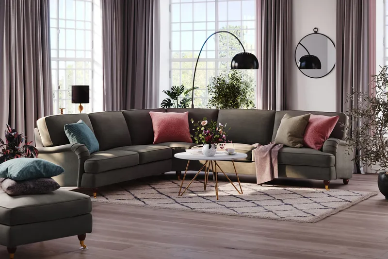 Howard Lyx 6-personers Venstrevendt L-formet Hjørnesofa i Manchester - Mørkegrå - Møbler - Sofaer - Howard sofa