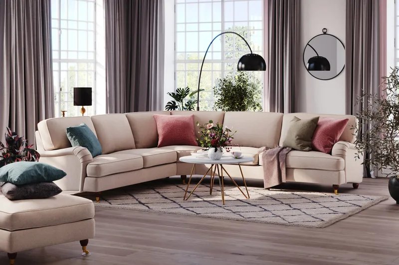 Howard Lyx 6-personers Venstrevendt L-formet Hjørnesofa i Stof - Beige - Møbler - Sofaer - Howard sofa