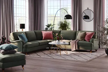Howard Lyx 6-personers Venstrevendt L-formet Hjørnesofa i Manchester - Mørkegrøn - Møbler - Sofaer - Howard sofa