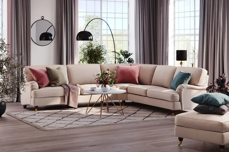 Howard Lyx 6-personers Højrevendt L-formet Hjørnesofa i Stof - Beige - Møbler - Sofaer - Howard sofa