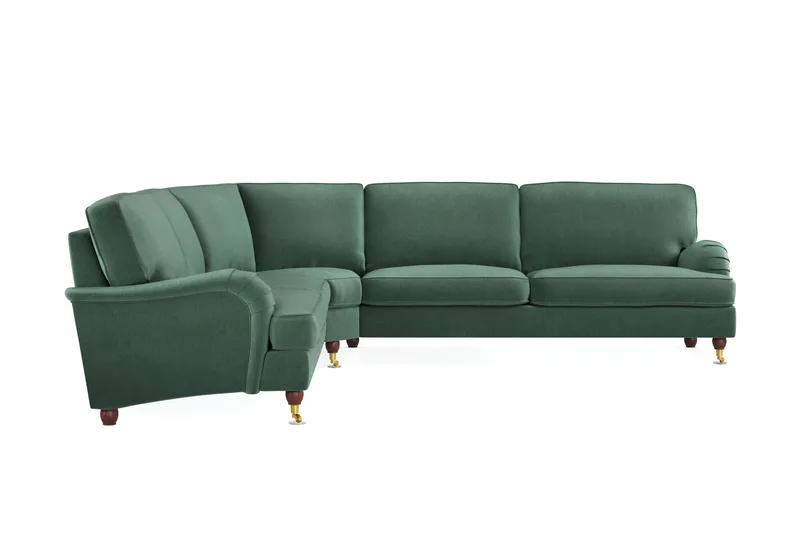 Howard Lyx 6-personers Højrevendt L-formet Hjørnesofa i Fløjl - Mørkegrøn - Møbler - Sofaer - Howard sofa