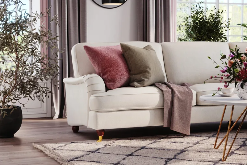 Howard Lyx 6-personers Højrevendt L-formet Hjørnesofa i Fløjl - Cremehvid - Møbler - Sofaer - Howard sofa