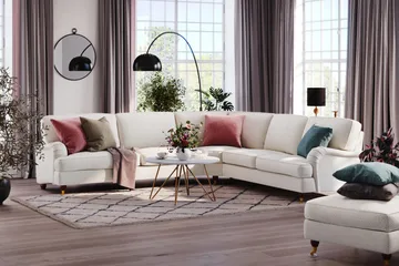 Howard Lyx 6-personers Højrevendt L-formet Hjørnesofa i Bouclé - Hvid - Møbler - Sofaer - Howard sofa