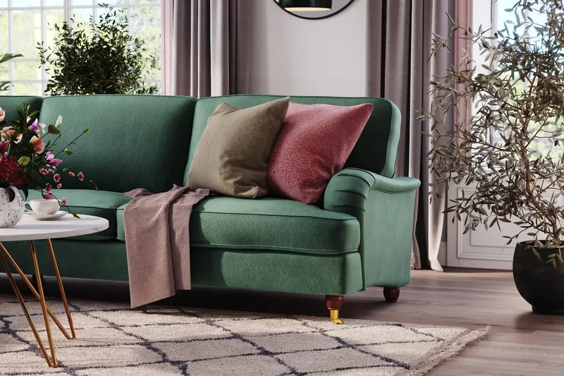 Howard Lyx 6-personers Venstrevendt L-formet Hjørnesofa i Fløjl - Mørkegrøn - Møbler - Sofaer - Howard sofa