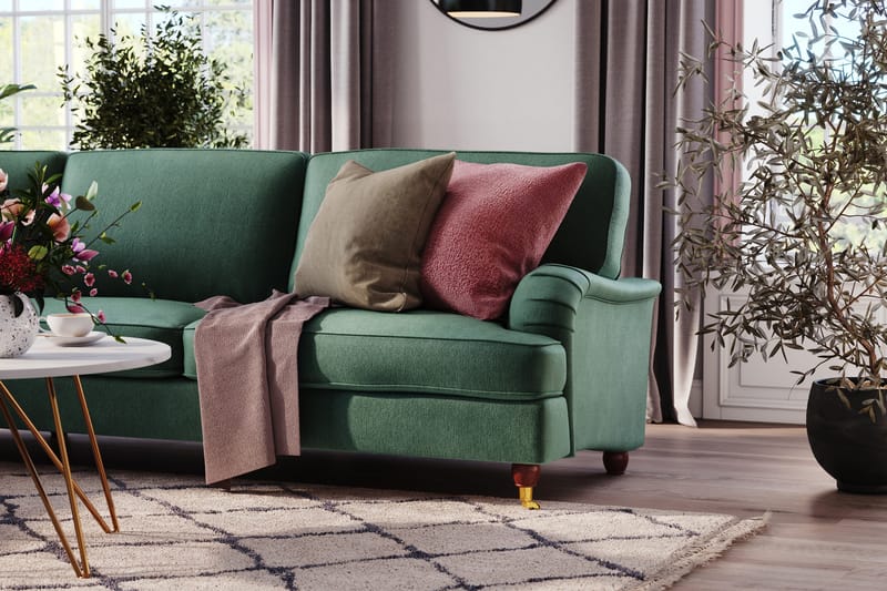 Howard Lyx 6-personers Venstrevendt L-formet Hjørnesofa i Fløjl - Mørkegrøn - Møbler - Sofaer - Howard sofa