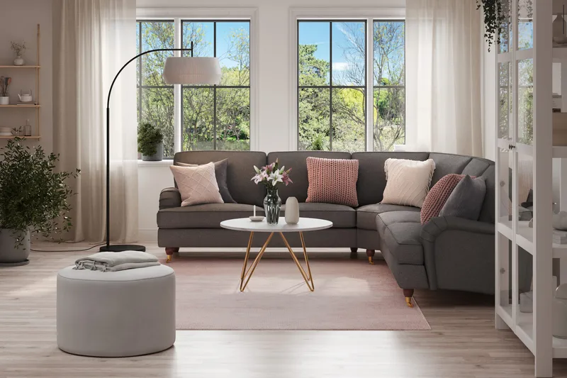 Howard Lyx 6-personers Højrevendt L-formet Hjørnesofa i Stof - Mørkegrå - Møbler - Sofaer - Howard sofa