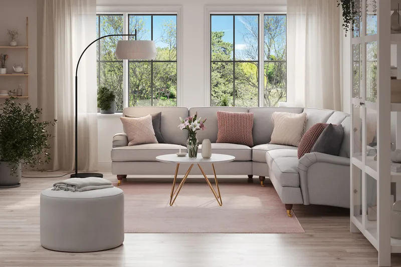 Howard Lyx 6-personers Højrevendt L-formet Hjørnesofa i Stof - Lysegrå - Møbler - Sofaer - Howard sofa