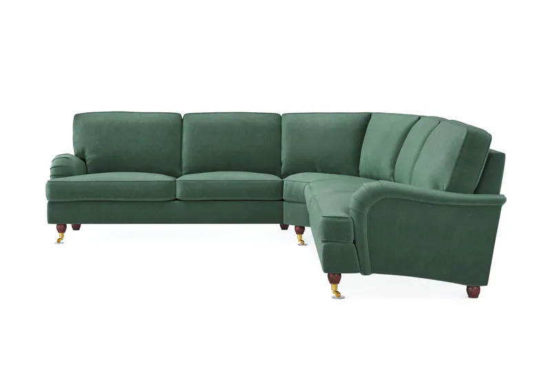 Howard Lyx 6-personers Højrevendt L-formet Hjørnesofa i Fløjl - Mørkegrøn - Møbler - Sofaer - Howard sofa