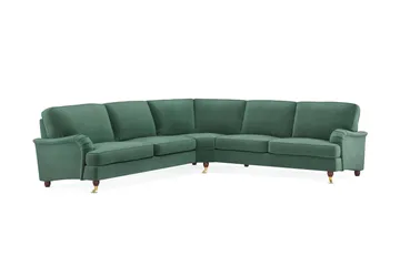 Howard Lyx 6-personers Venstrevendt L-formet Hjørnesofa i Fløjl - Mørkegrøn - Møbler - Sofaer - Howard sofa