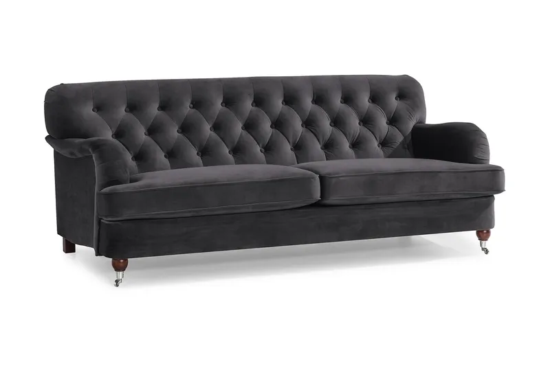 Howard Riviera 3-personers Fløjlssofa - Mørkegrå - Møbler - Sofaer - Howard sofa