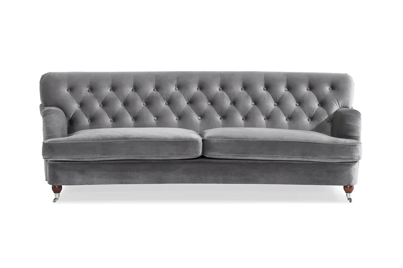 Howard Riviera 3-personers Svunget Fløjlssofa, Lysegrå