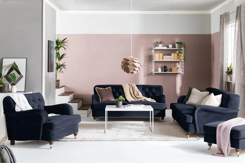 Howard Riviera 3-personers Fløjlssofa - Blå - Møbler - Sofaer - Howard sofa