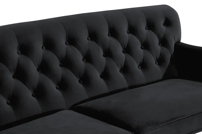 Howard Riviera 3-personers Svunget Fløjlssofa - Sort - Møbler - Sofaer - Howard sofa