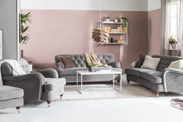 Howard Riviera 3-personers Svunget Fløjlssofa - Lysegrå - Møbler - Sofaer - Howard sofa