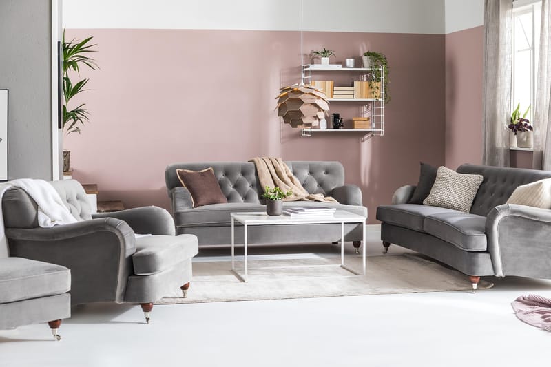 Howard Riviera 3-personers Svunget Fløjlssofa - Lysegrå - Møbler - Sofaer - Howard sofa