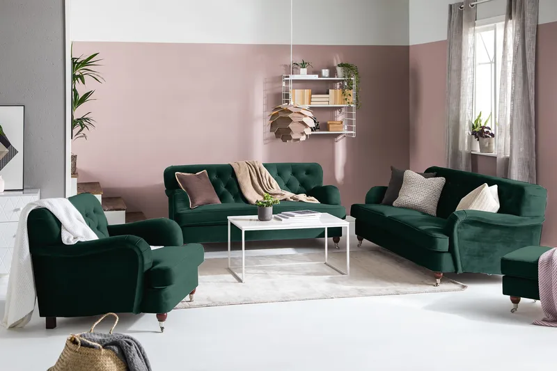 Howard Riviera 3-personers Fløjlssofa - Grøn - Møbler - Sofaer - Howard sofa