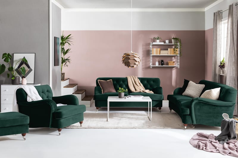 Howard Riviera 3-personers Svunget Fløjlssofa - Grøn - Møbler - Sofaer - Howard sofa