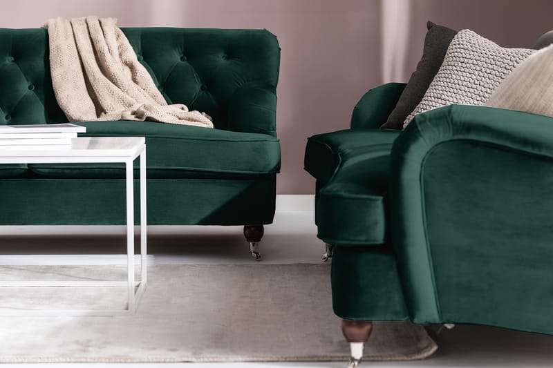 Howard Riviera 3-personers Svunget Fløjlssofa - Grøn - Møbler - Sofaer - Howard sofa