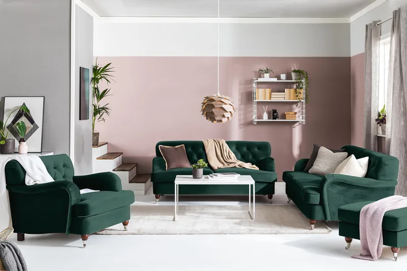 Howard Riviera 3-personers Fløjlssofa - Grøn - Møbler - Sofaer - Howard sofa