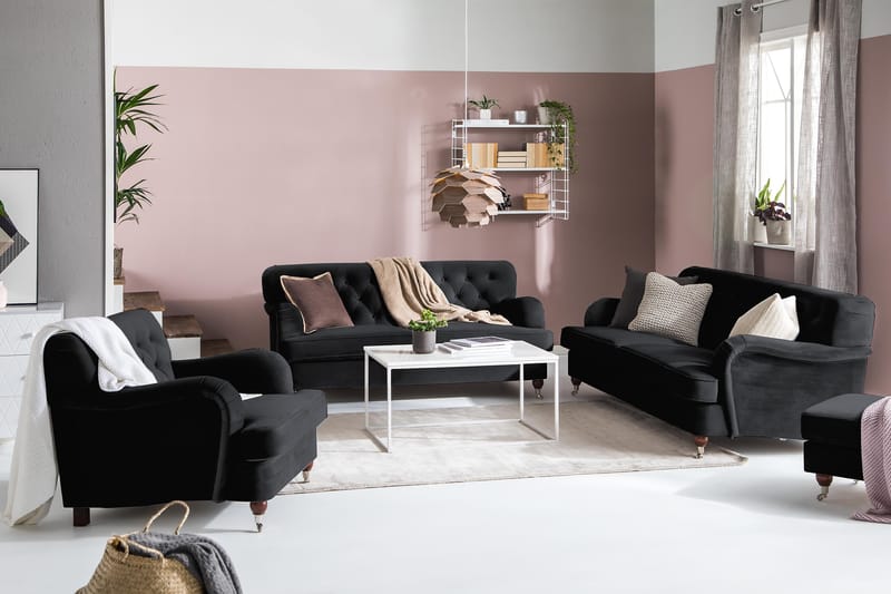 Howard Riviera 3-personers Fløjlssofa - Sort - Møbler - Sofaer - Howard sofa