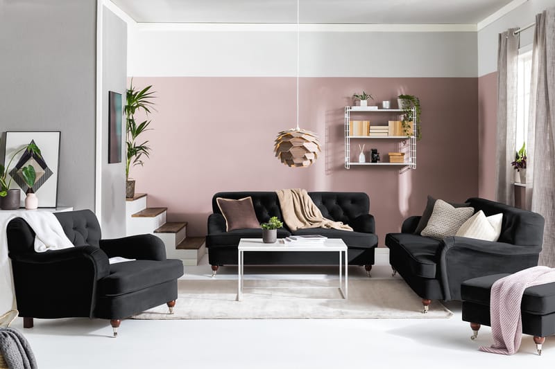 Howard Riviera 3-personers Fløjlssofa - Sort - Møbler - Sofaer - Howard sofa