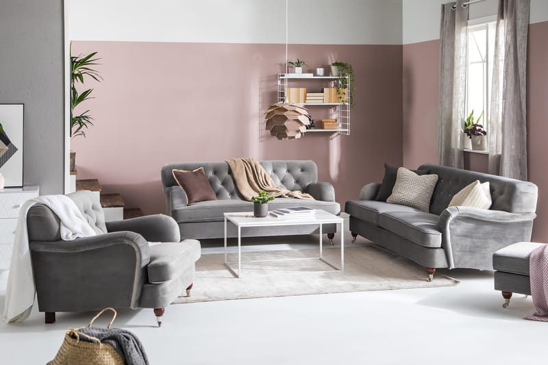 Howard Riviera 3-personers Fløjlssofa - Lysegrå - Møbler - Sofaer - Howard sofa