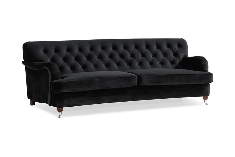 Howard Riviera 3-personers Svunget Fløjlssofa - Sort - Møbler - Sofaer - Howard sofa