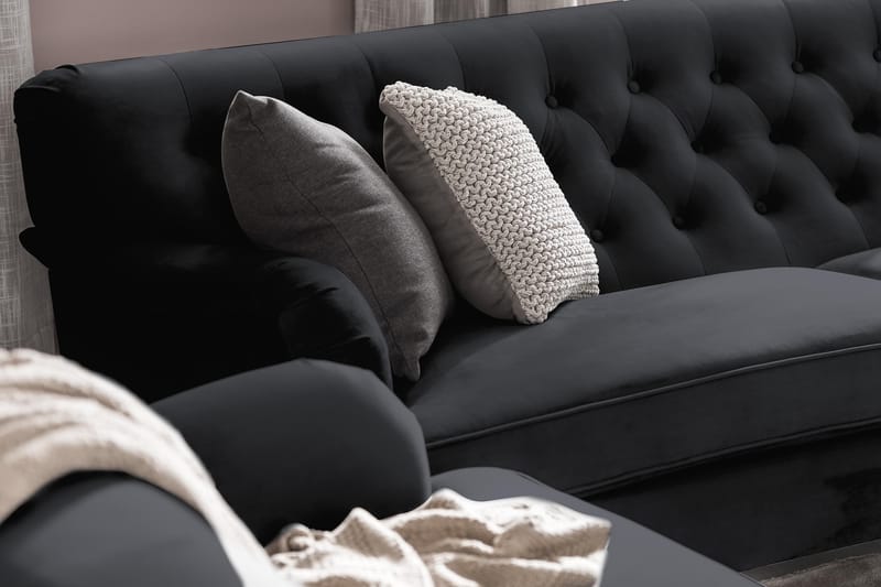 Howard Riviera 3-personers Svunget Fløjlssofa - Sort - Møbler - Sofaer - Howard sofa