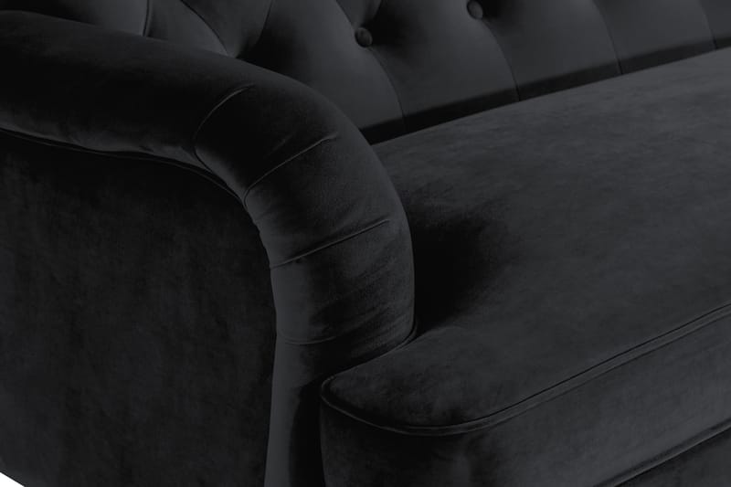 Howard Riviera 3-personers Svunget Fløjlssofa - Sort - Møbler - Sofaer - Howard sofa