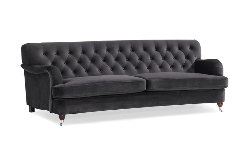 Howard Riviera 3-personers Svunget Fløjlssofa - Mørkegrå - Møbler - Sofaer - Howard sofa
