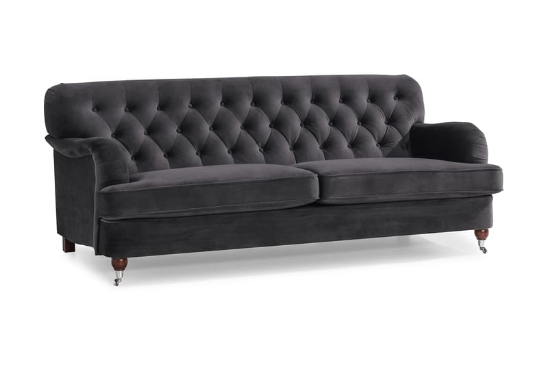 Howard Riviera 3-personers Fløjlssofa - Mørkegrå - Møbler - Sofaer - Howard sofa