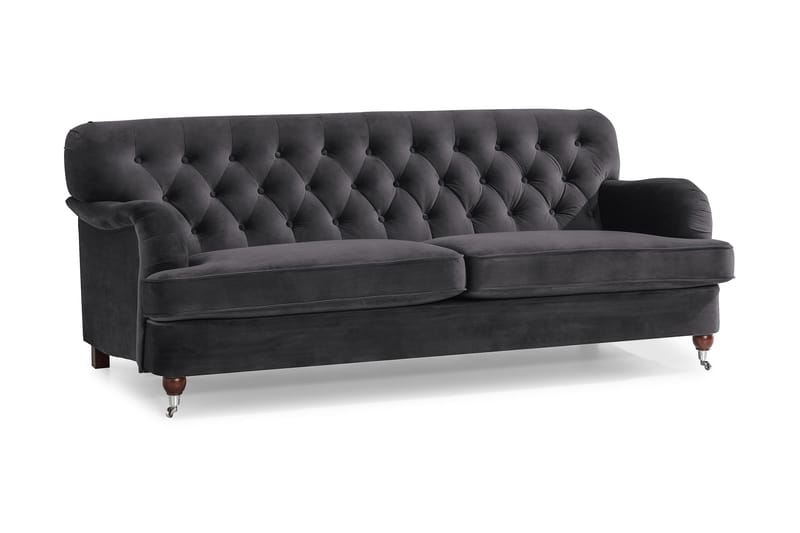Howard Riviera 3-pers Sofa Velour - Mørkegrå - Howard sofa - Velour sofaer - 3 personers sofa
