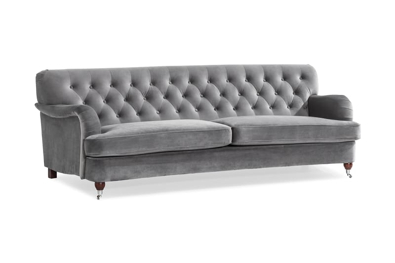 Howard Riviera 3-personers Svunget Fløjlssofa - Lysegrå - Møbler - Sofaer - Howard sofa