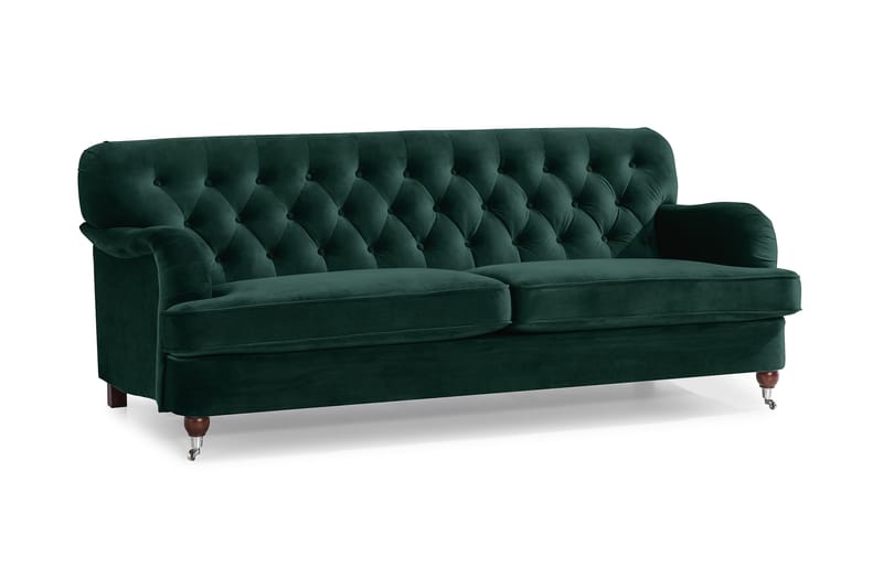 Howard Riviera 3-pers Sofa Velour - Mørkegrøn - Howard sofa - Velour sofaer - 3 personers sofa