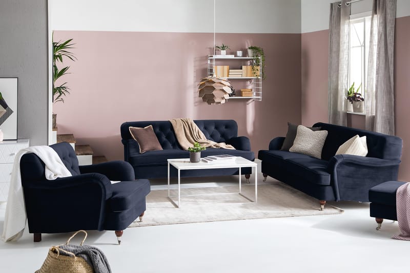 Howard Riviera 3-personers Fløjlssofa - Blå - Møbler - Sofaer - Howard sofa
