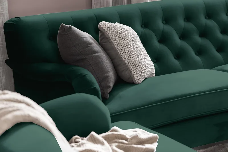 Howard Riviera 3-personers Svunget Fløjlssofa - Grøn - Møbler - Sofaer - Howard sofa