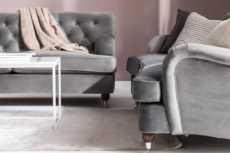 Howard Riviera 3-personers Svunget Fløjlssofa - Lysegrå - Møbler - Sofaer - Howard sofa