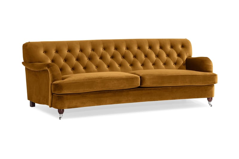Howard Riviera 3-personers Svunget Fløjlssofa - Mørkegul - Møbler - Sofaer - Howard sofa